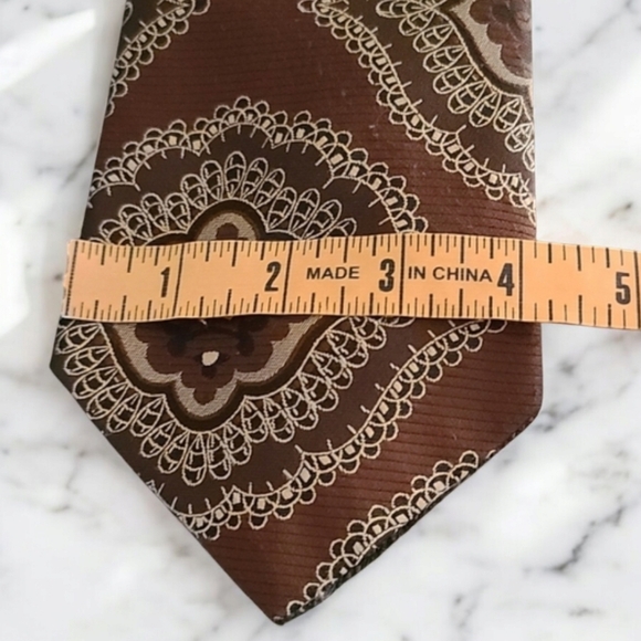 Vintage 70's MCM Retro Pavanne Mens Dress Tie Cravats Brown Polyester - Picture 9 of 11